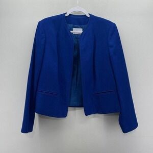 Pendleton Blazer Womens‎ Medium Sapphire Blue Virgin Wool Satin Lined Open Front